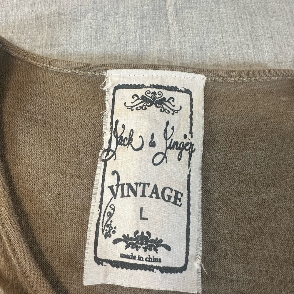 Jack and Jinger Brown and Cream Long Sleeve Boho/Artsy Dress - Picture 5 of 12